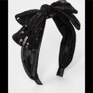 Cat & Jack Velvet & Sequin Black Headband w/ Bow